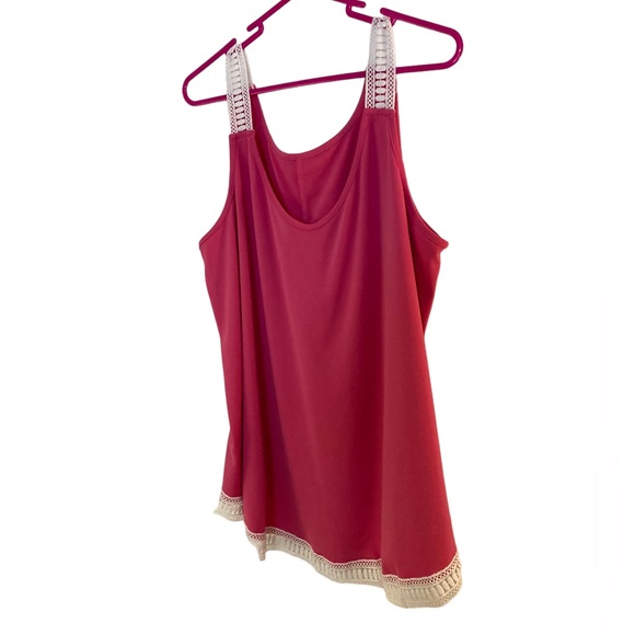 Shein Magenta Pink Tank Top With White Embroidered Detail On The Straps. - Picture 6 of 9